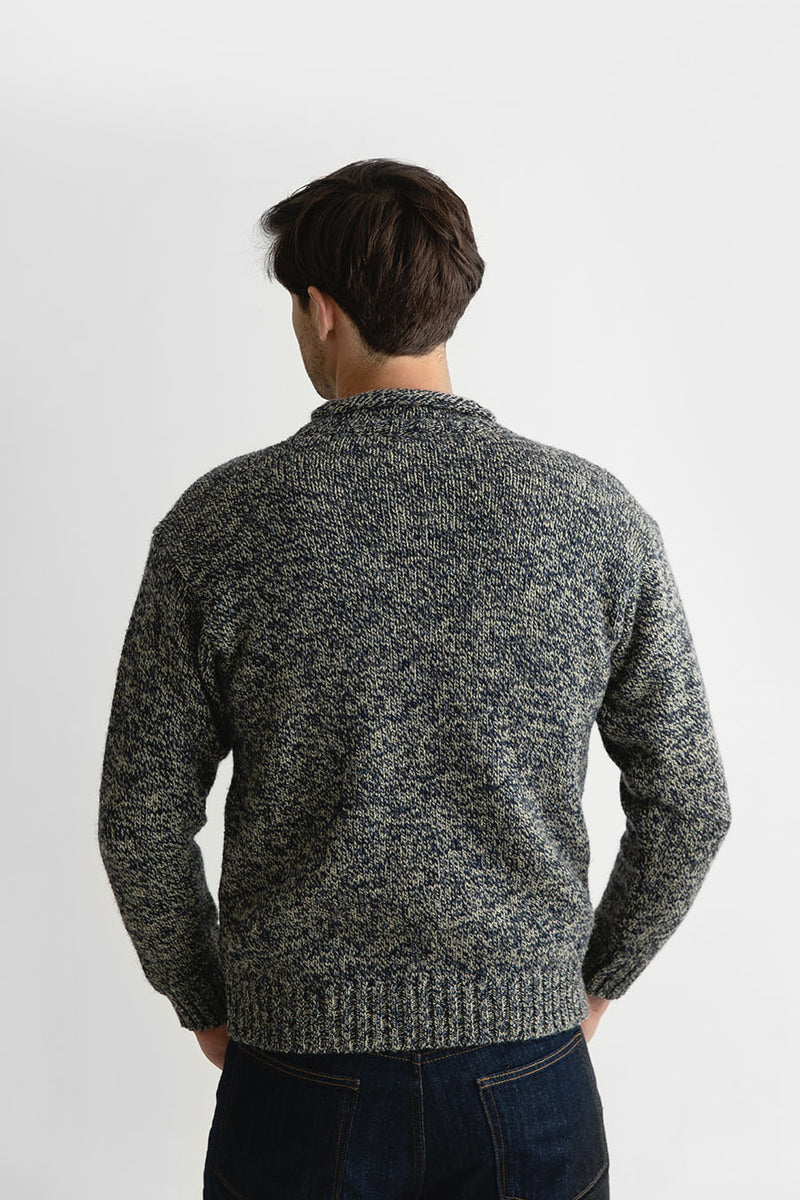 mens blue wool roll neck jumper sweater cromarty