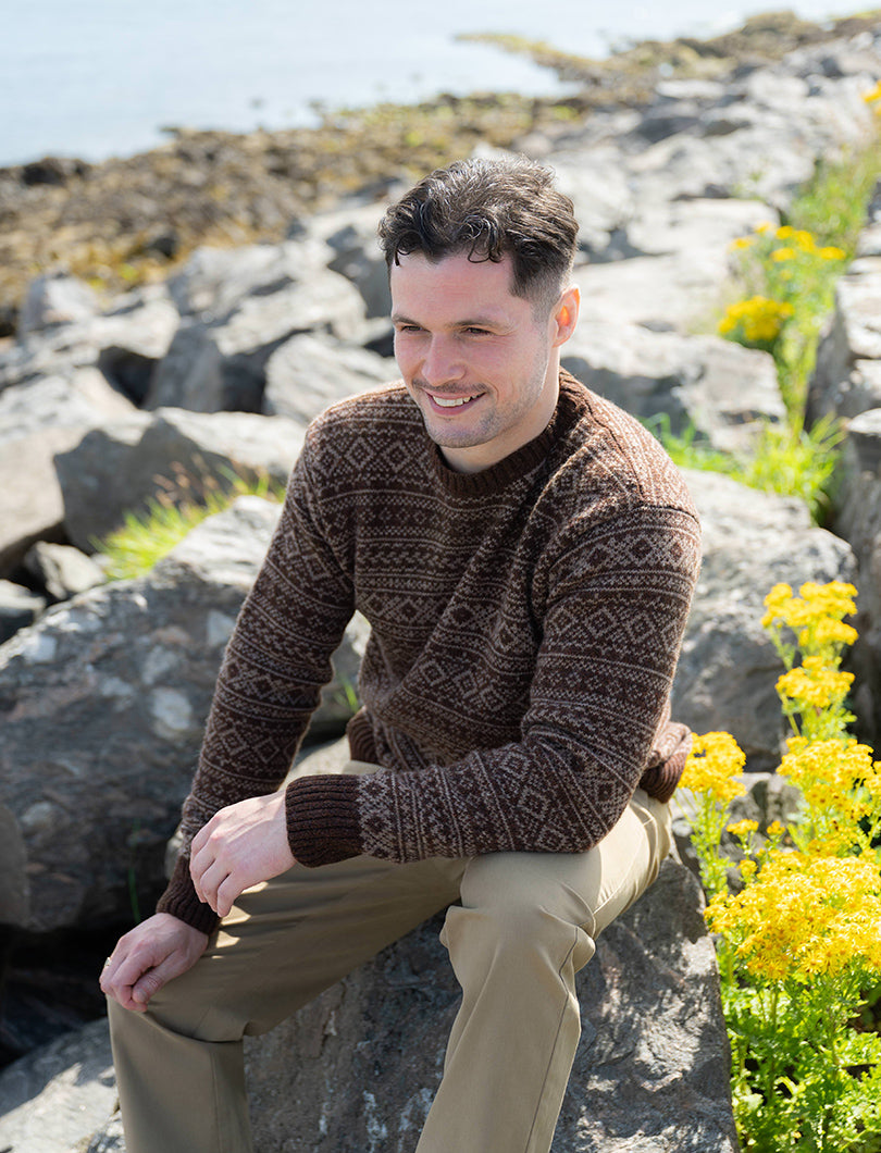 Mens Fair isle Conan Jumper - Coffee