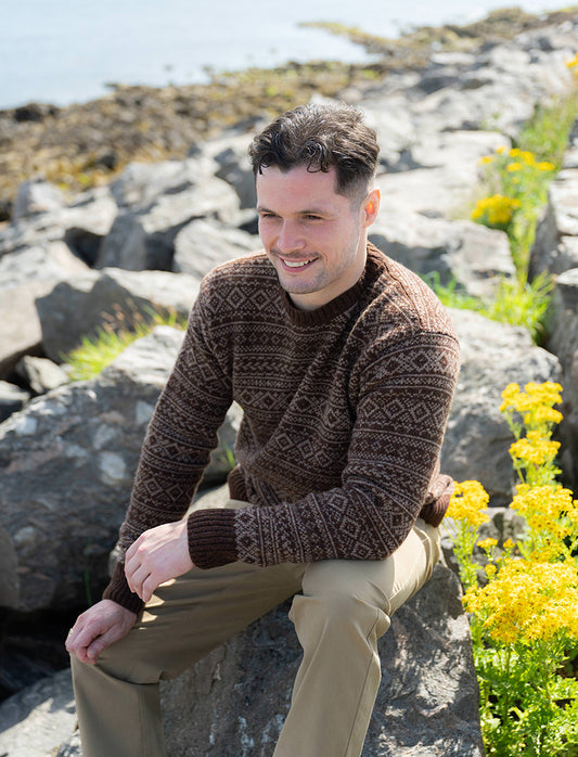 Mens Fair isle Conan Jumper - Coffee