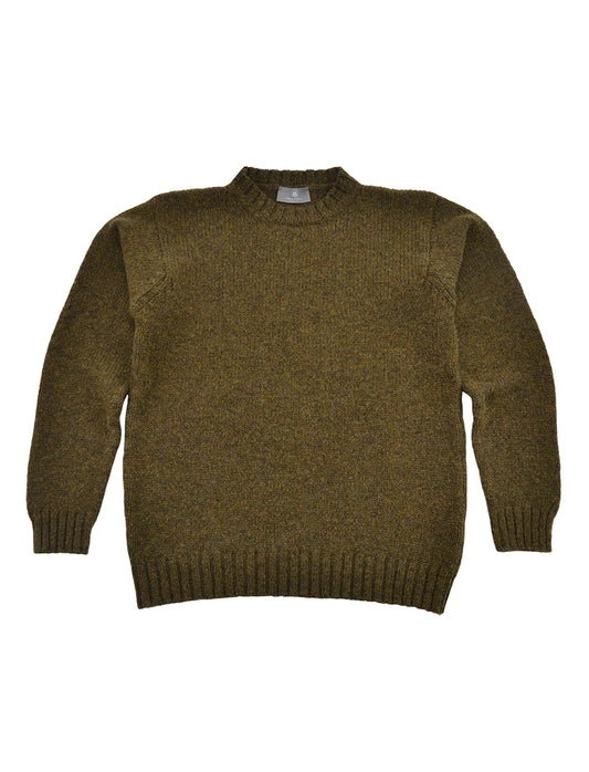 Mens Chunky Crew Neck Jumper - moss