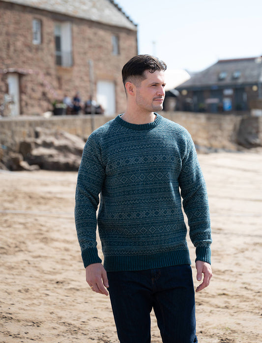 Mens Fair isle Conan Jumper - Dark Teal