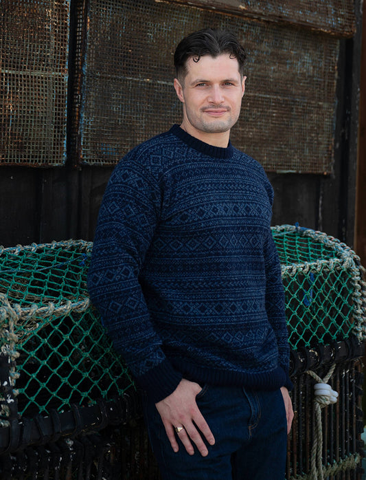 Mens Fair isle Conan Jumper - Navy