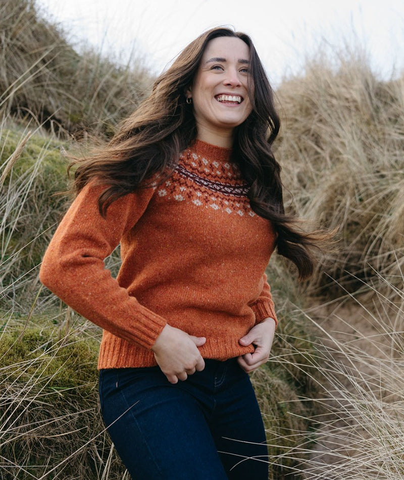 orange wool fair isle jumper sweater croft