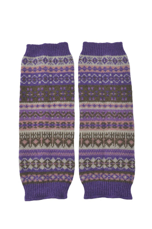 purple fair isle fingerless gloves wrist warmers clyde