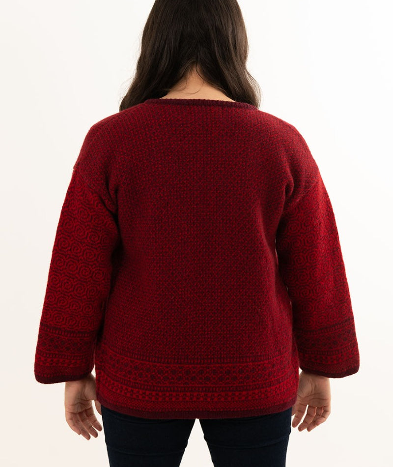 red fairisle womens cardigan sweater kimono coatigan