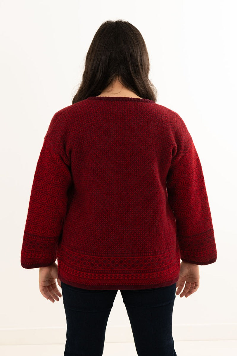 red fairisle womens cardigan sweater kimono coatigan
