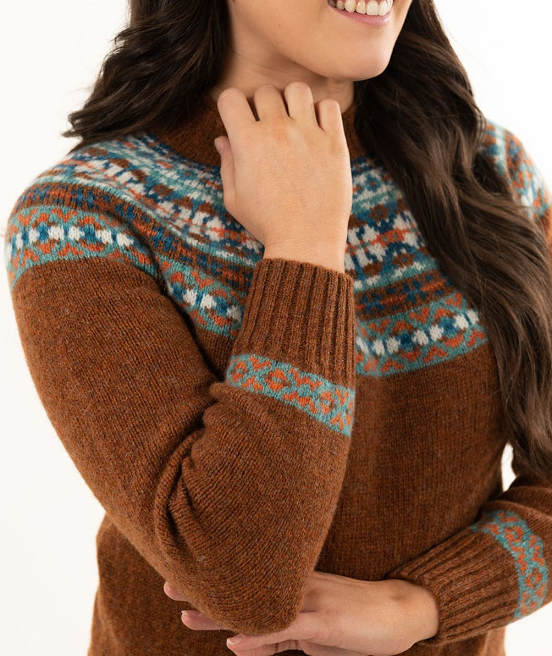 rust wool fair isle jumper sweater festival yoke