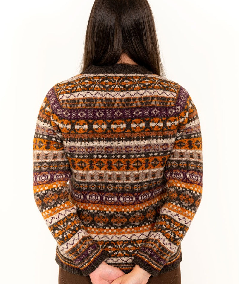 ladies fair isle jumper orange brown wool drumtochty