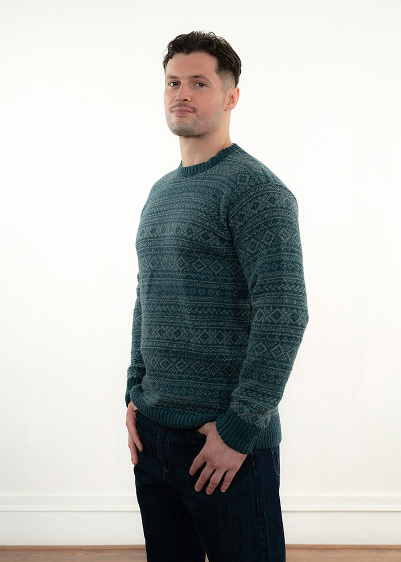 Mens Fair isle Conan Jumper - Dark Teal