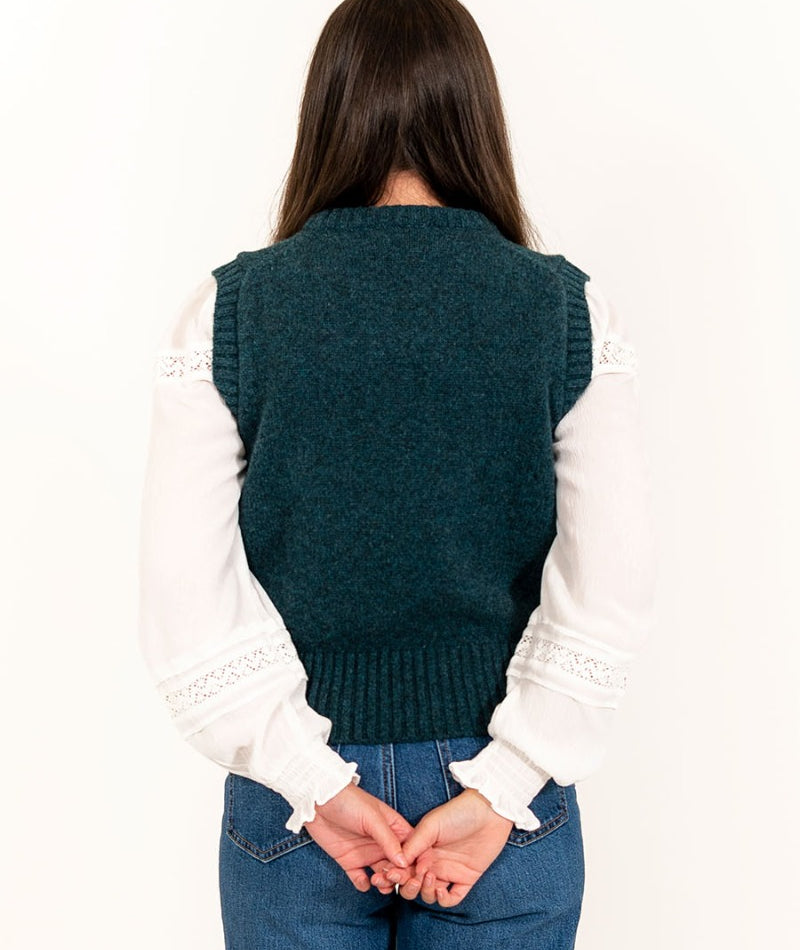 thick wool teal green womens tank top sleeveless jumper