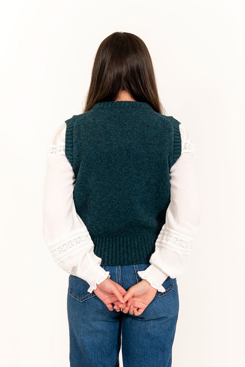 thick wool teal green womens tank top sleeveless jumper
