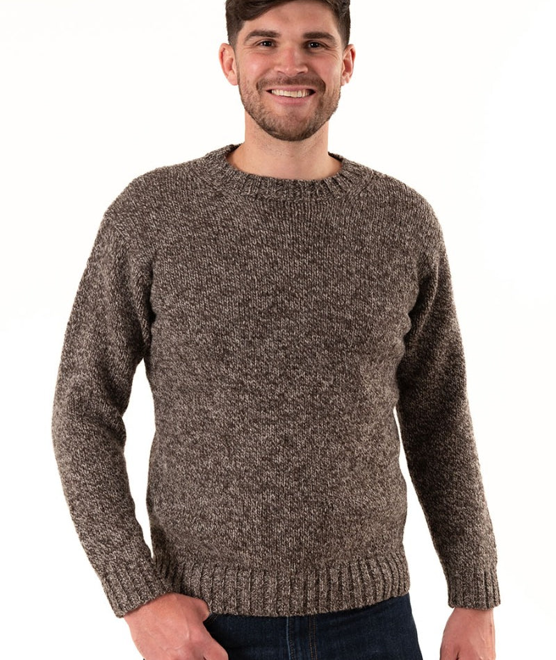 undyed wool mens jumper sweater brown crew neck