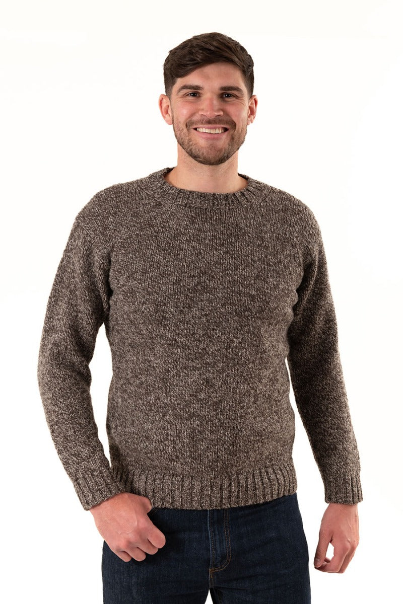 undyed wool mens jumper sweater brown crew neck