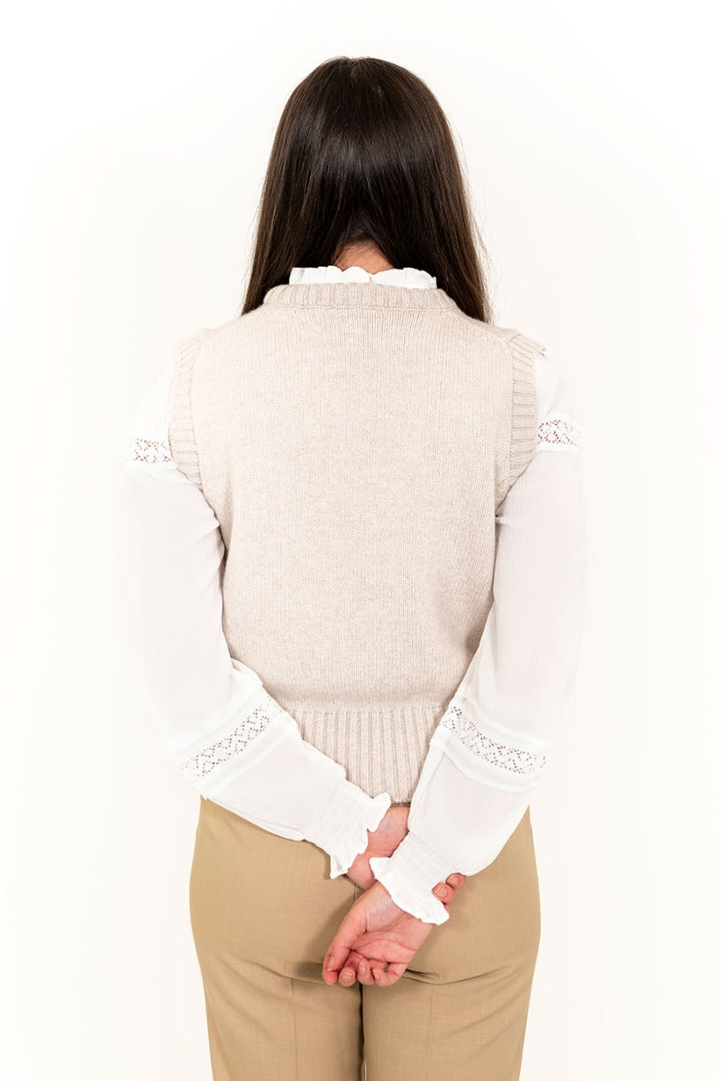 thick wool linen beige womens tank top sleeveless jumper