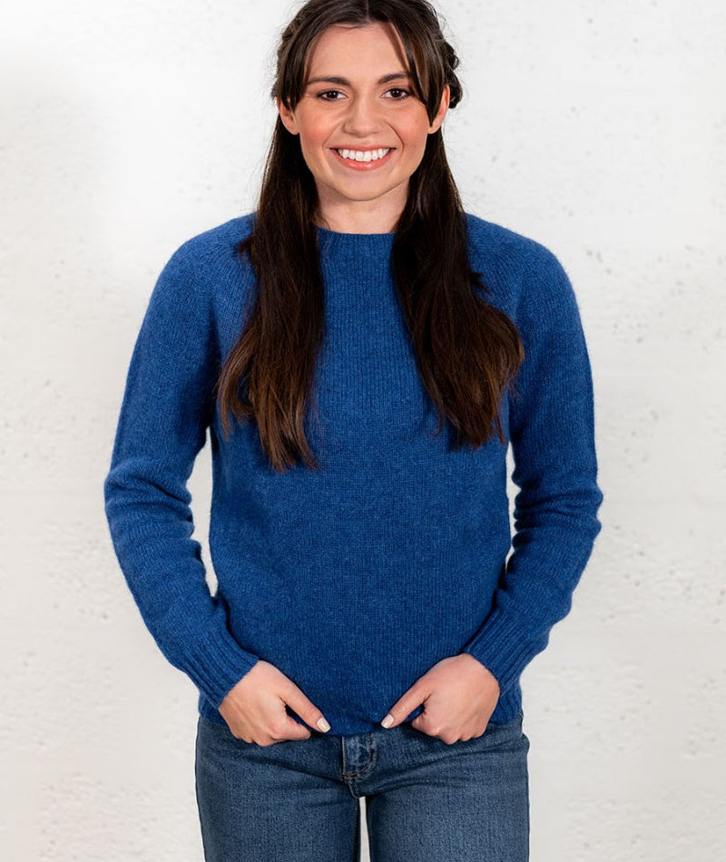 womens royal cobalt blue shetland jumper sweater wool ladies