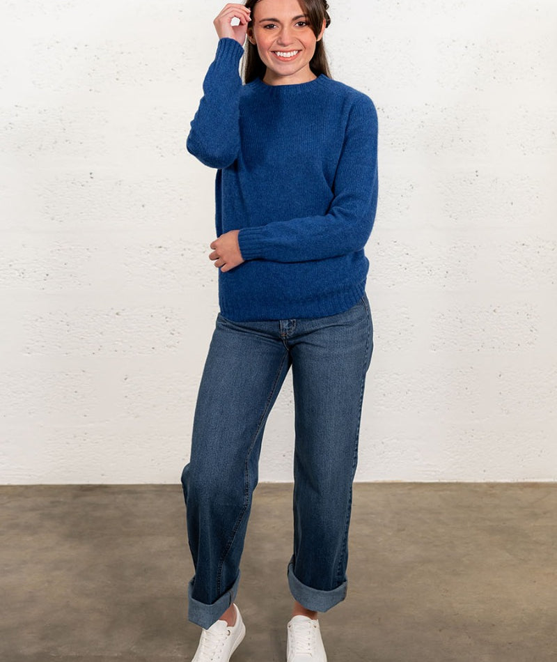 womens cobalt blue wool jumper sweater shetland