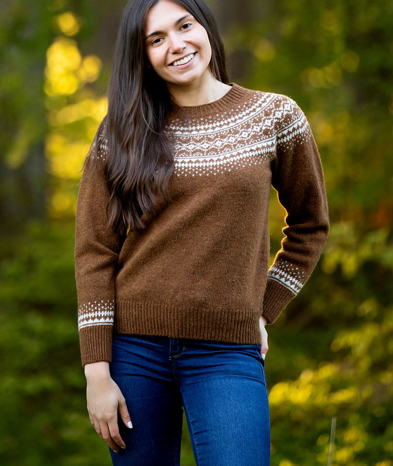 Womens Aviemore Yoke Fair Isle Jumper brown