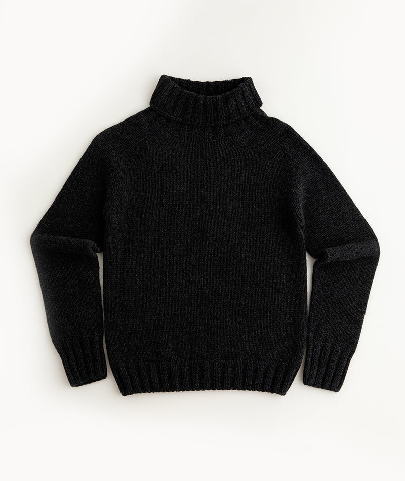 womens charcoal grey polo neck jumper sweater chunky lambs wool