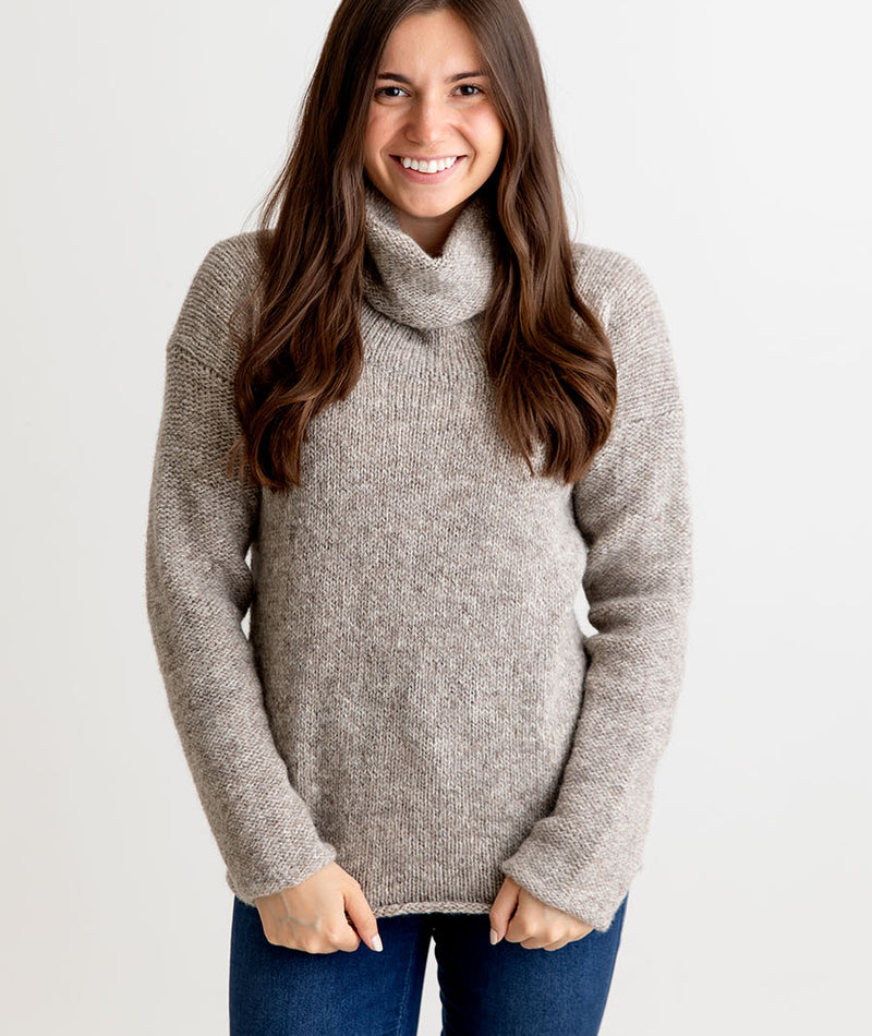 womens chunky cowl neck jumper sweater natural undyed scottish wool