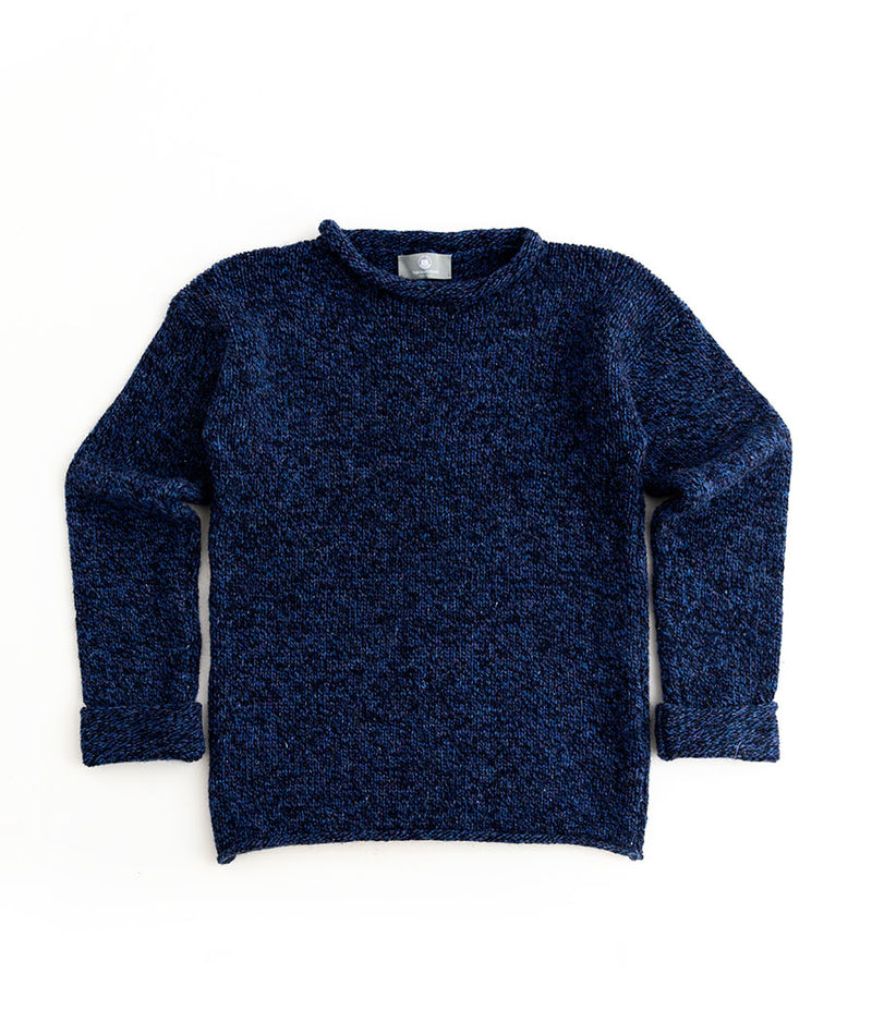 womens chunky wool jumper sweater blue cuffed