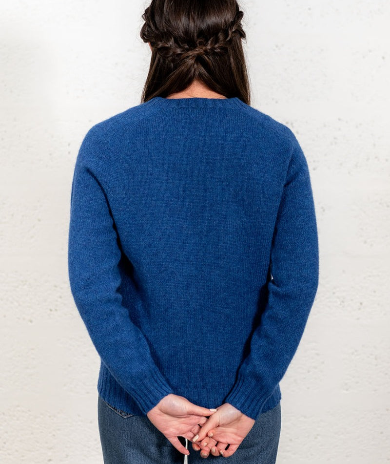 womens royal cobalt blue jumper sweater shetland back
