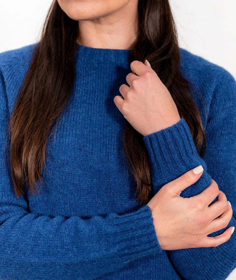 cobalt royal blue shetland wool womens jumper sweater 