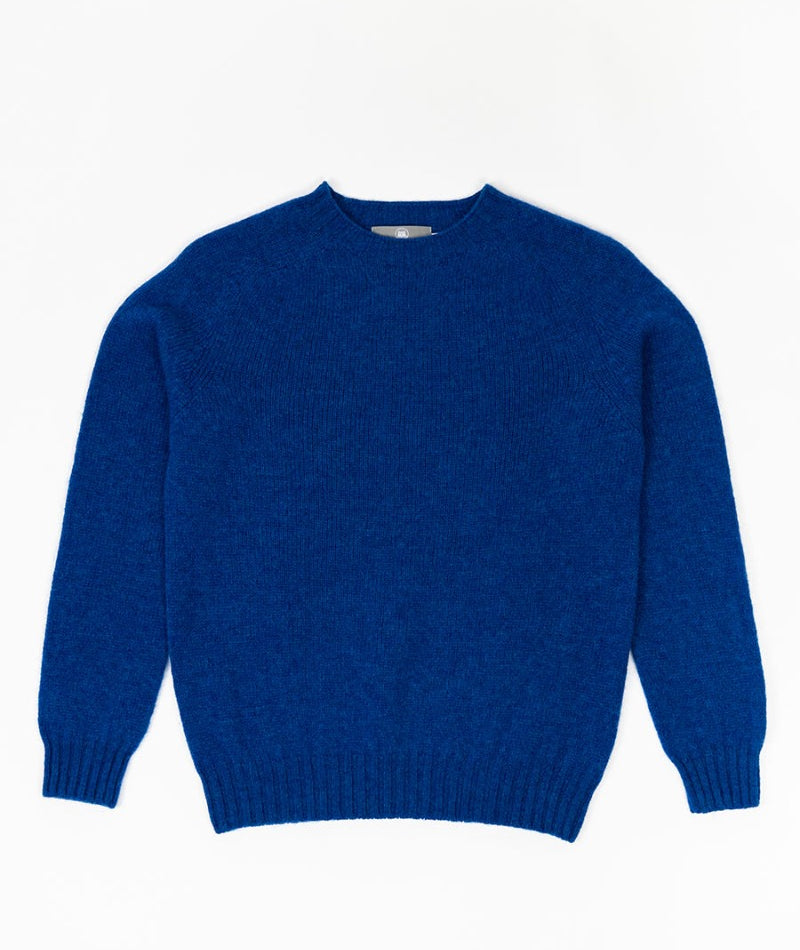 womens cobalt royal blue wool jumper sweater shetland saddle shoulder