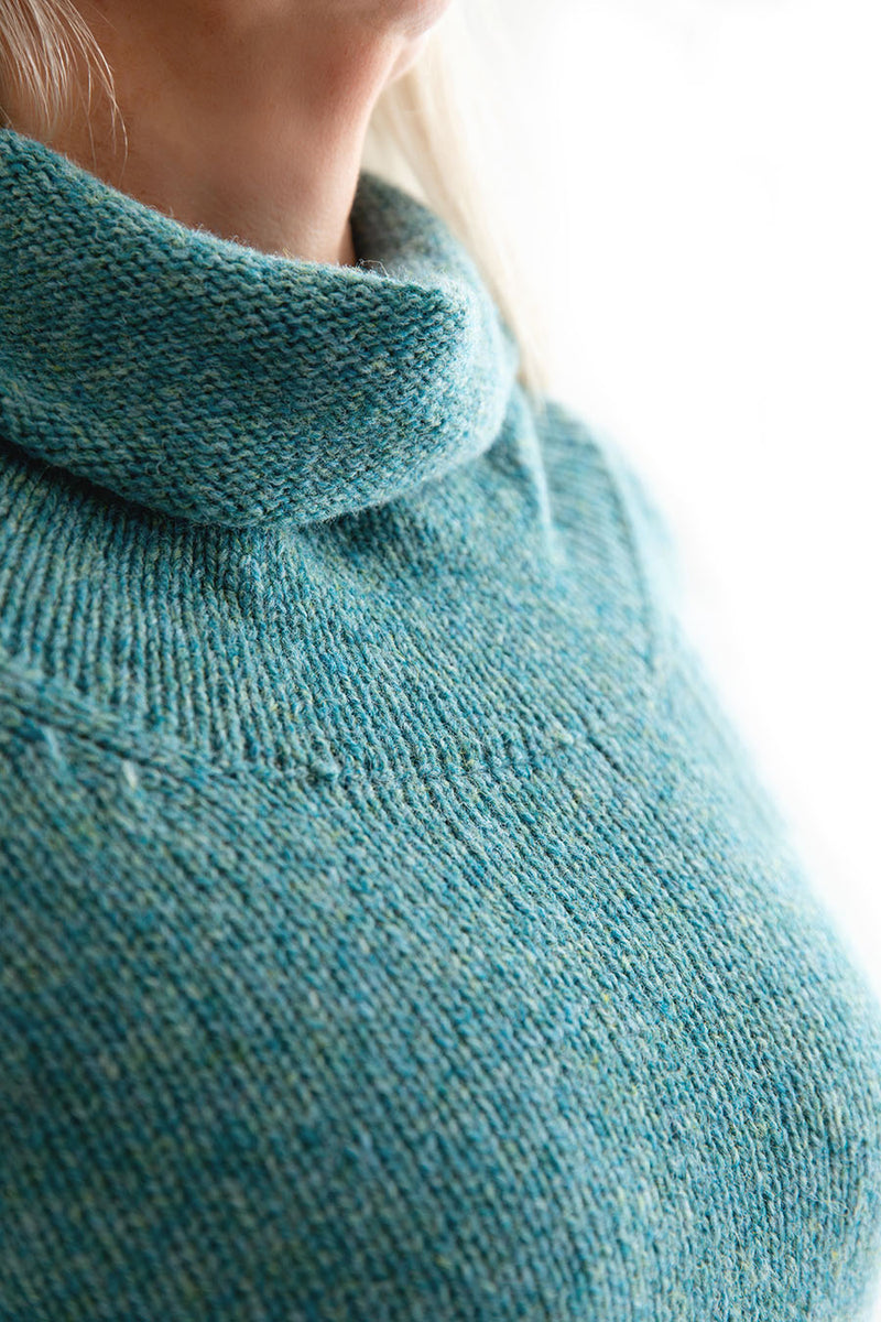 womens wool cowl neck sweater jumper teal aqua