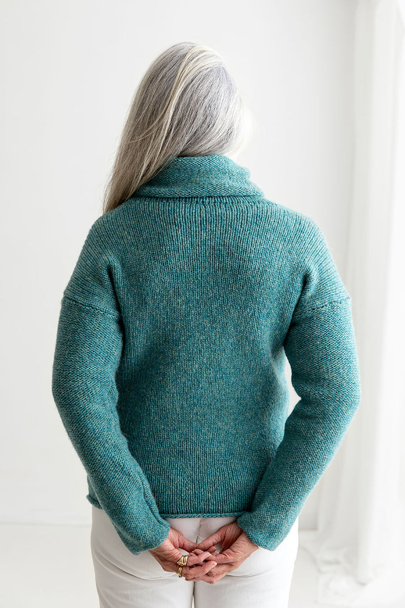 womens cowl neck jumper sweater teal aqua wool