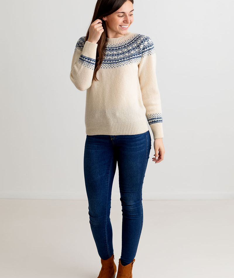 womens cream fair isle sweater shetland wool aviemore yoke