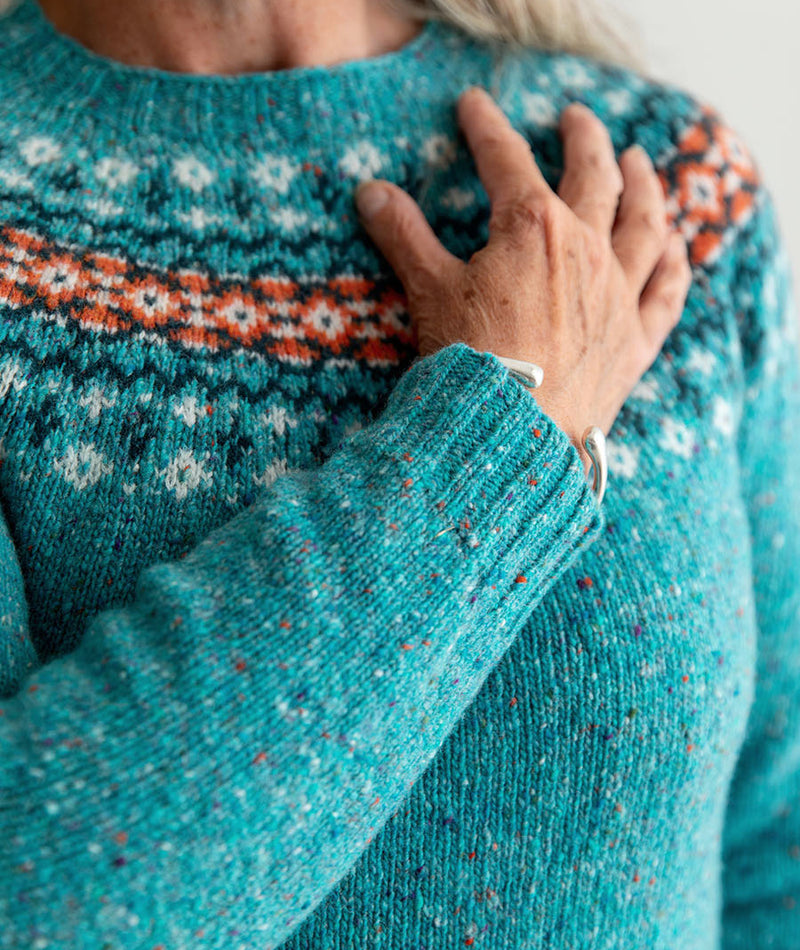 Womens Croft II Yoke Fair Isle Jumper aqua - Main Image