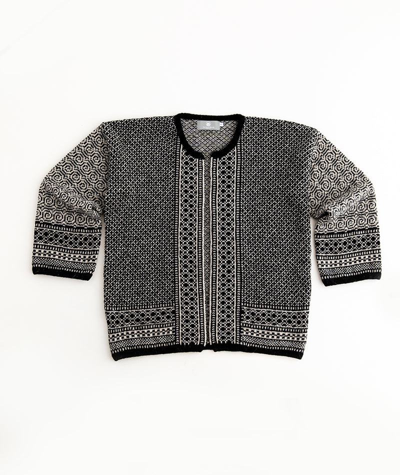 womens black putty fair isle kimono cardigan coatigan towie wool