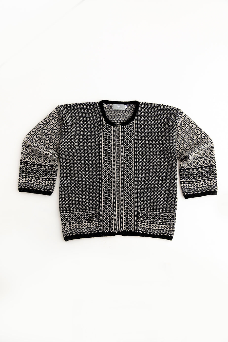 womens black putty fair isle kimono cardigan coatigan towie wool