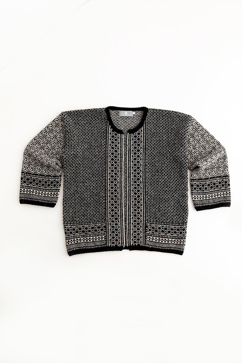 womens black putty fair isle kimono cardigan coatigan towie wool