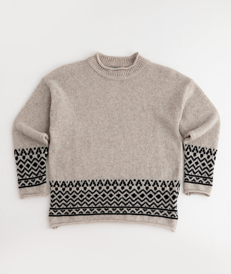 womens fair isle jumper sweater relaxed braemar beige black