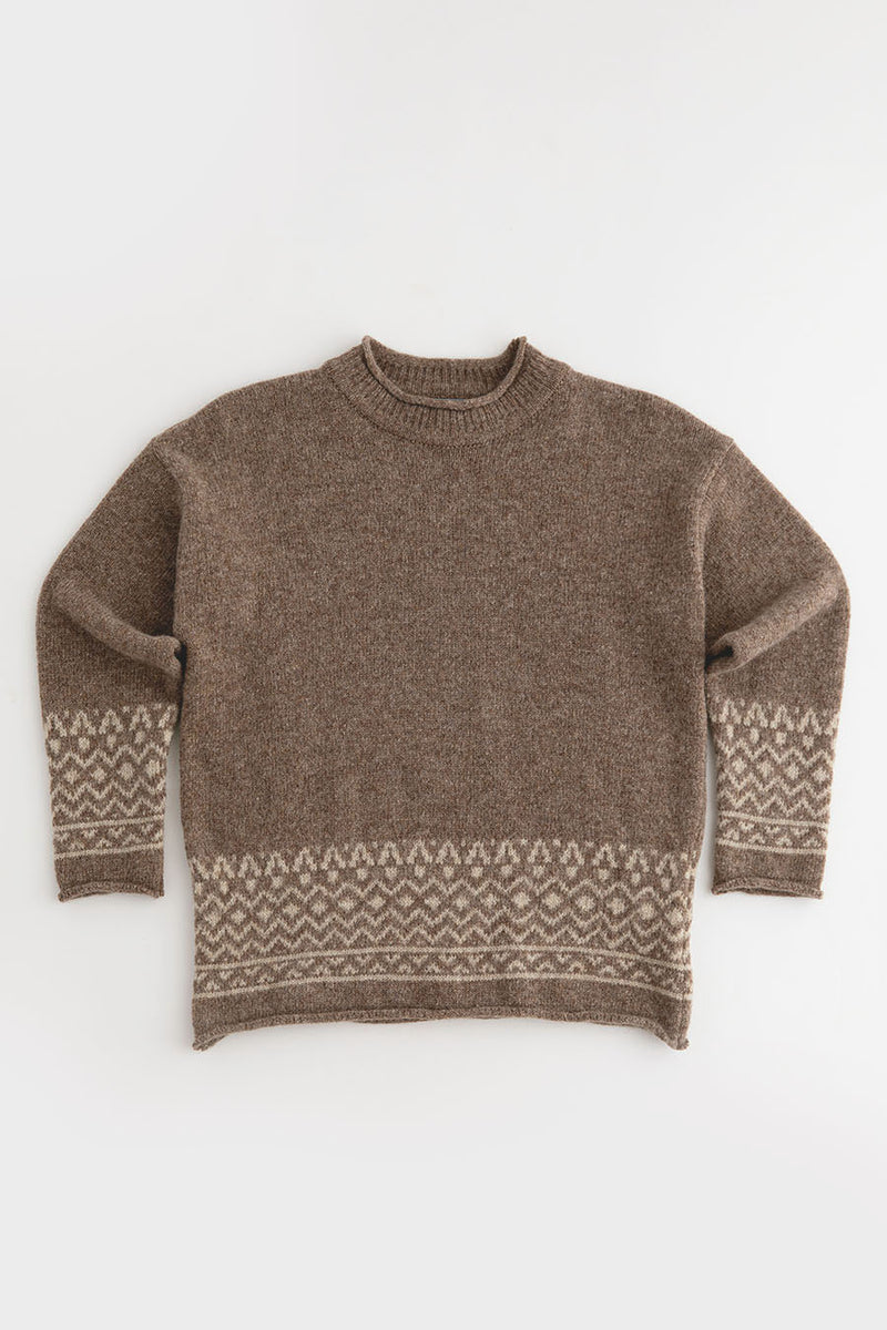 womens fair isle jumper sweater relaxed braemar brown
