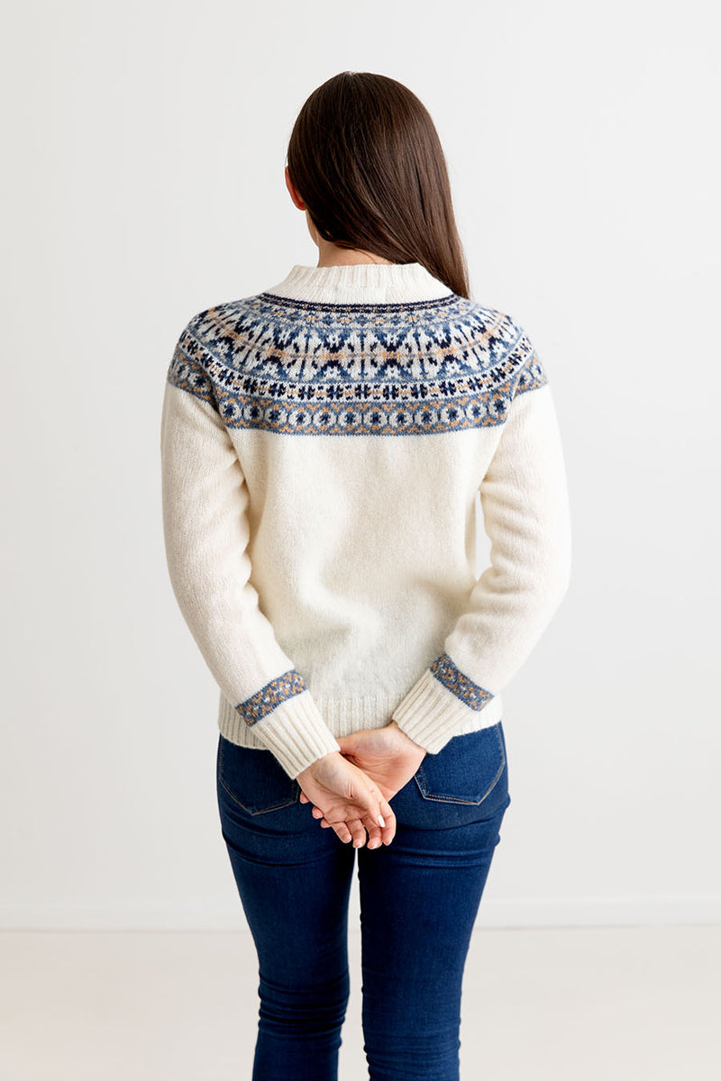 womens fair isle jumper sweater scottish winter white festival yoke