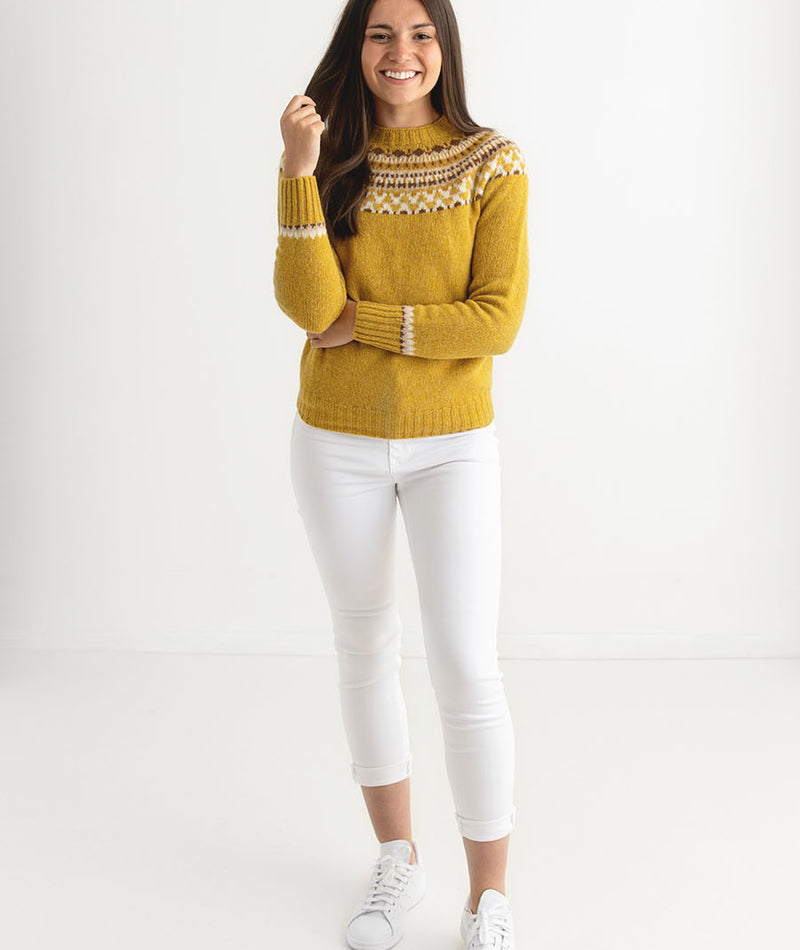 womens fairisle yellow mustard jumper sweater lido yoke full