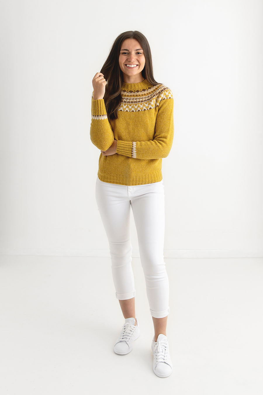 womens fairisle yellow mustard jumper sweater lido yoke full