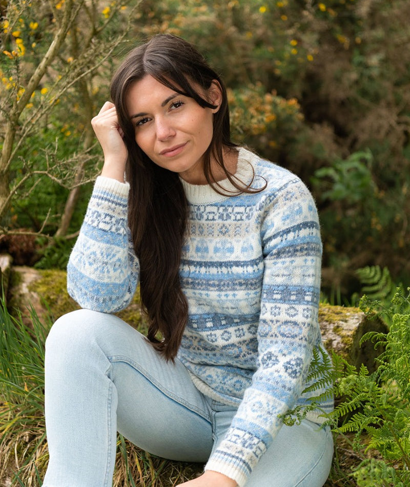 Womens Drumtochty fair isle jumper Blue White
