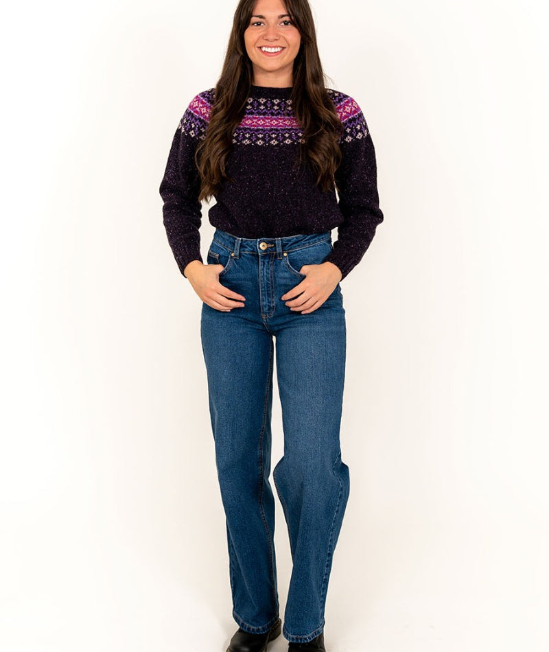 ladies fair isle purple jumper sweater wool croft