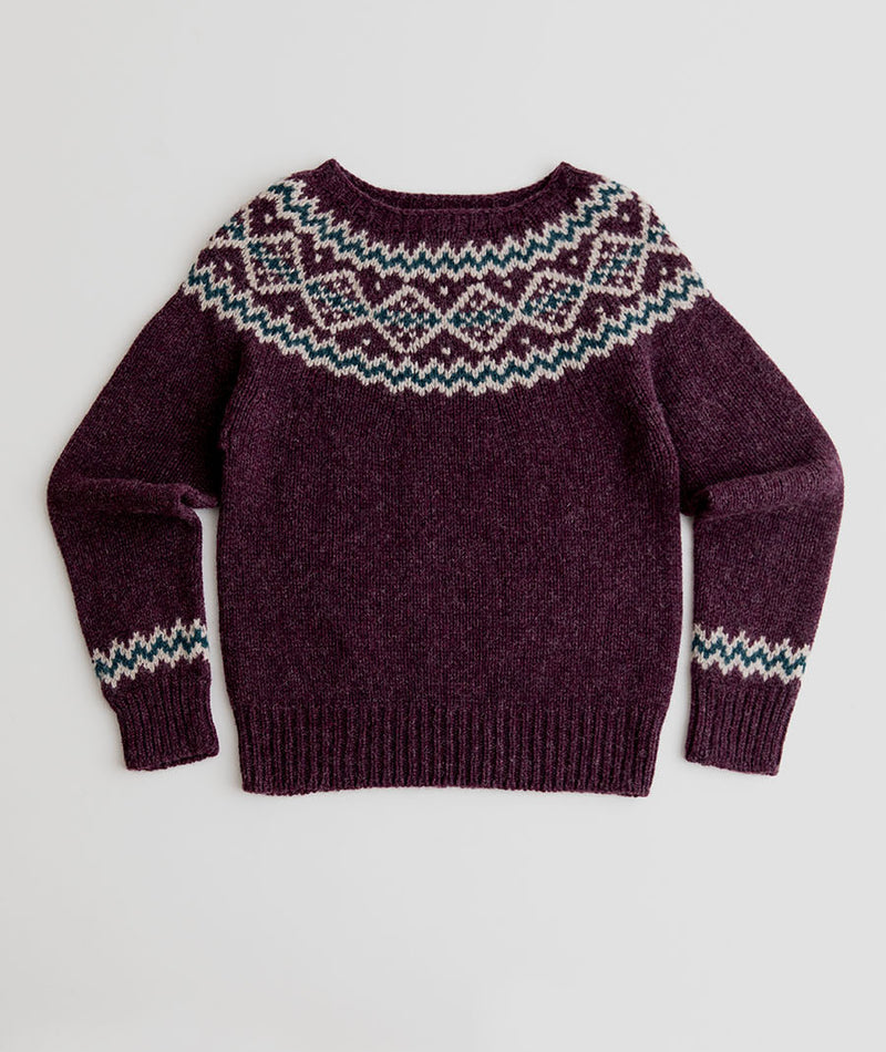 womens finnieston yoke fair isle jumper aubergine