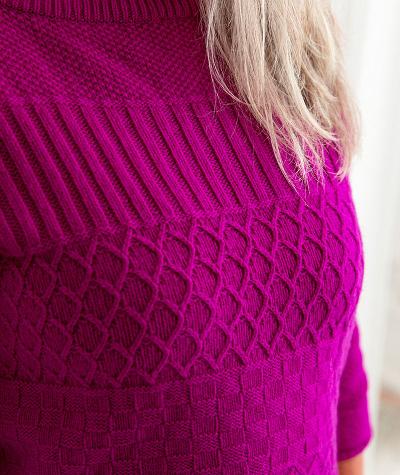 Womens fuchsia pink gansey jumper sweater boat neck guernsey