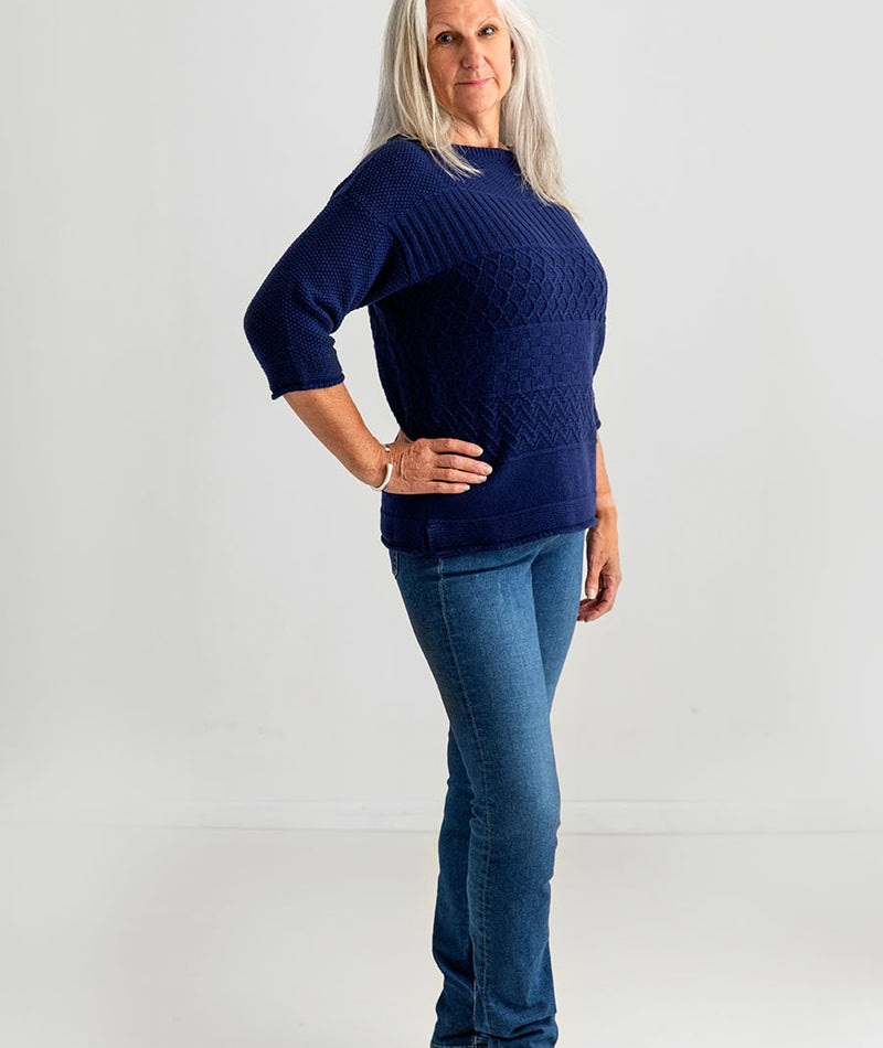 womens guernsey sweater wool jumper navy blue wool gansey 