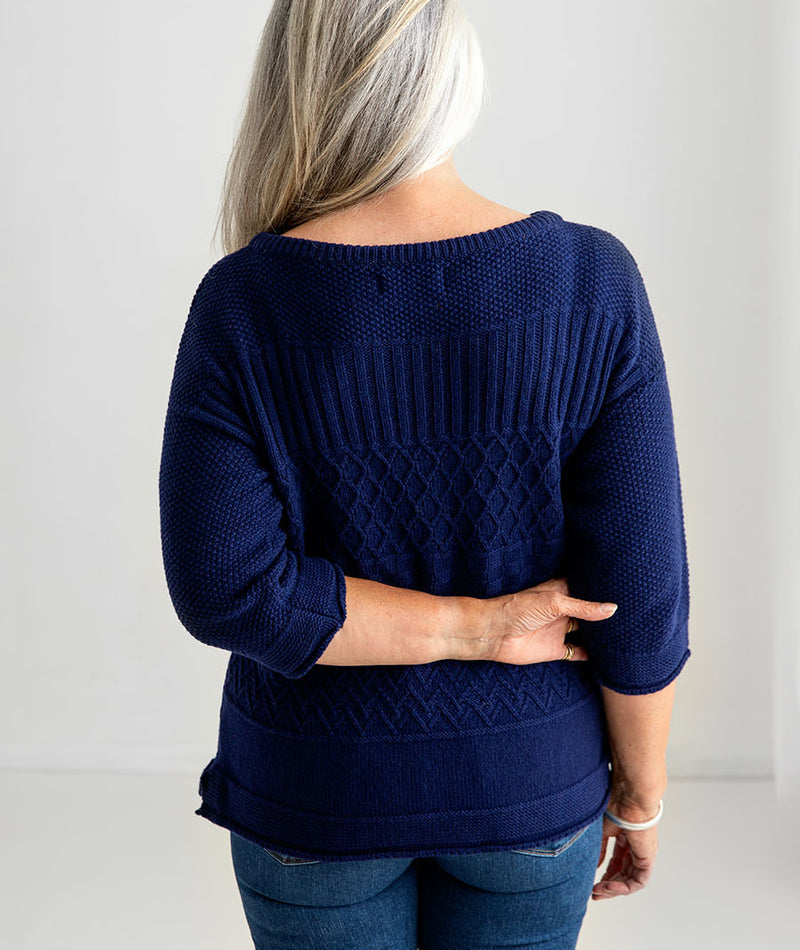 womens gansey jumper blue wool guernsey sweater