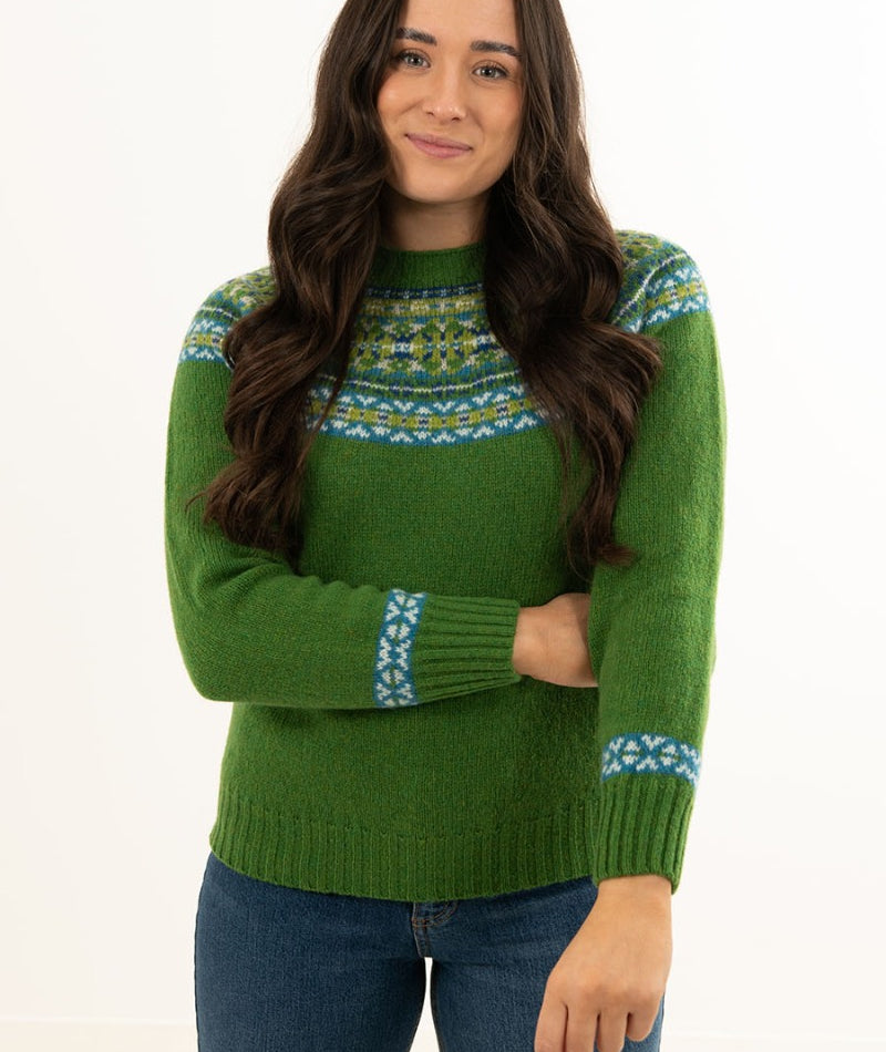 Womens fair isle yoke jumper in our Festival pattern. Made in