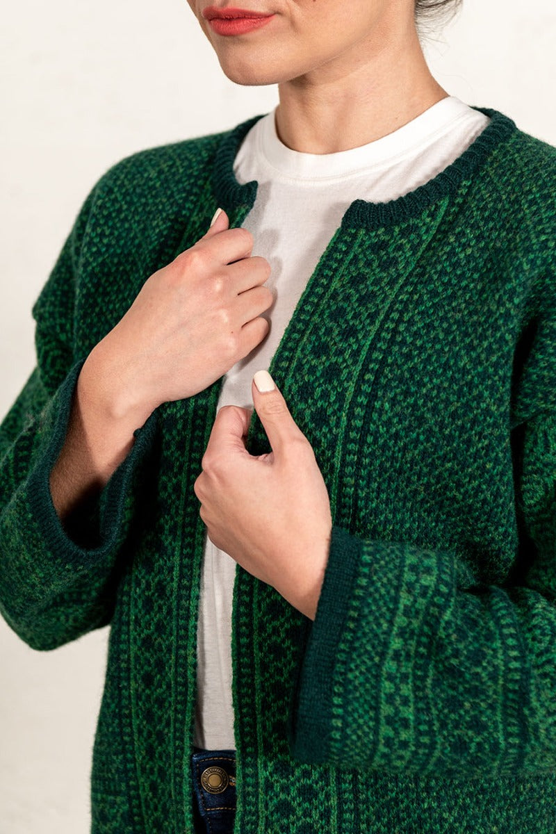 Scotttish wool fair isle cardigan kimono coatigan towie