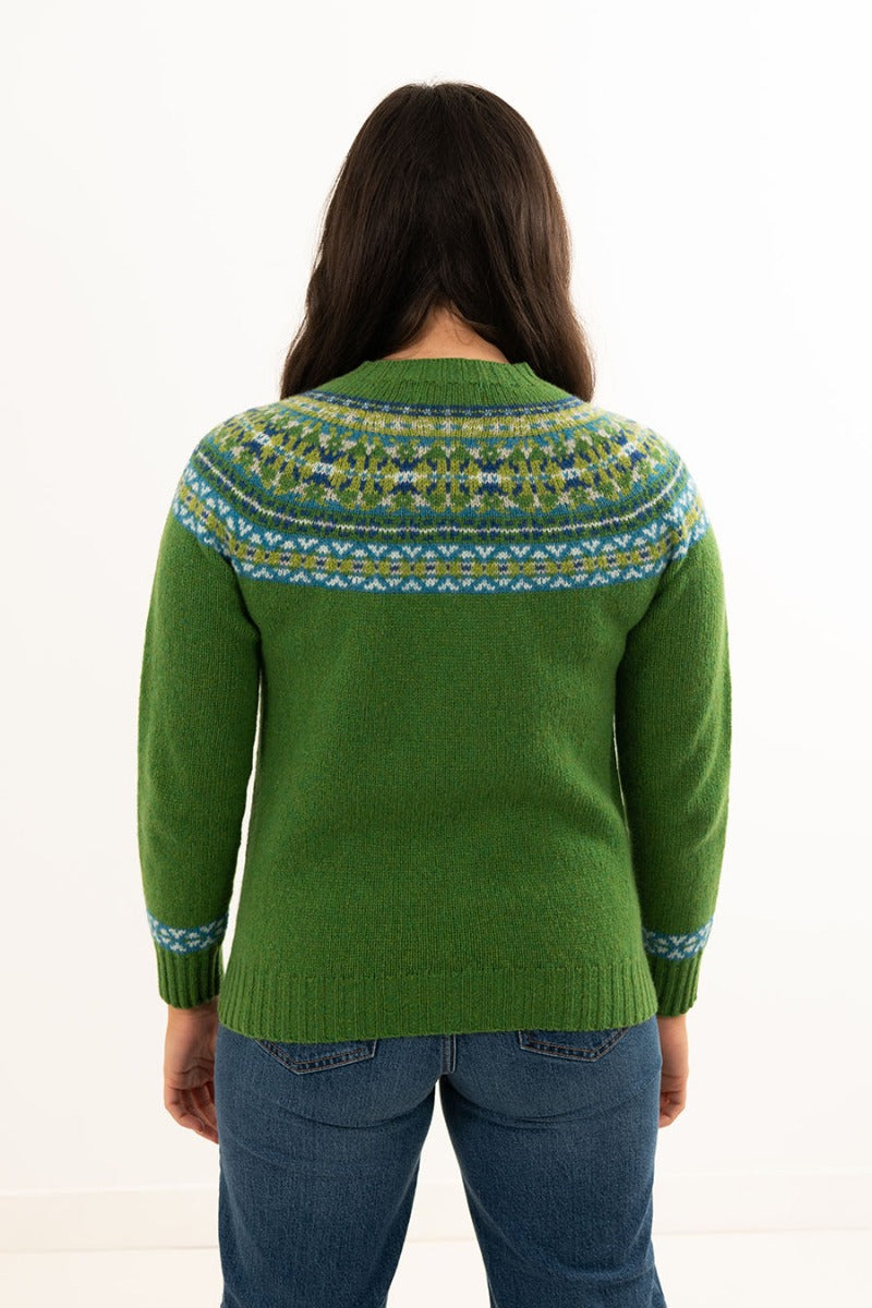 womens green wool fair isle sweater festival yoke