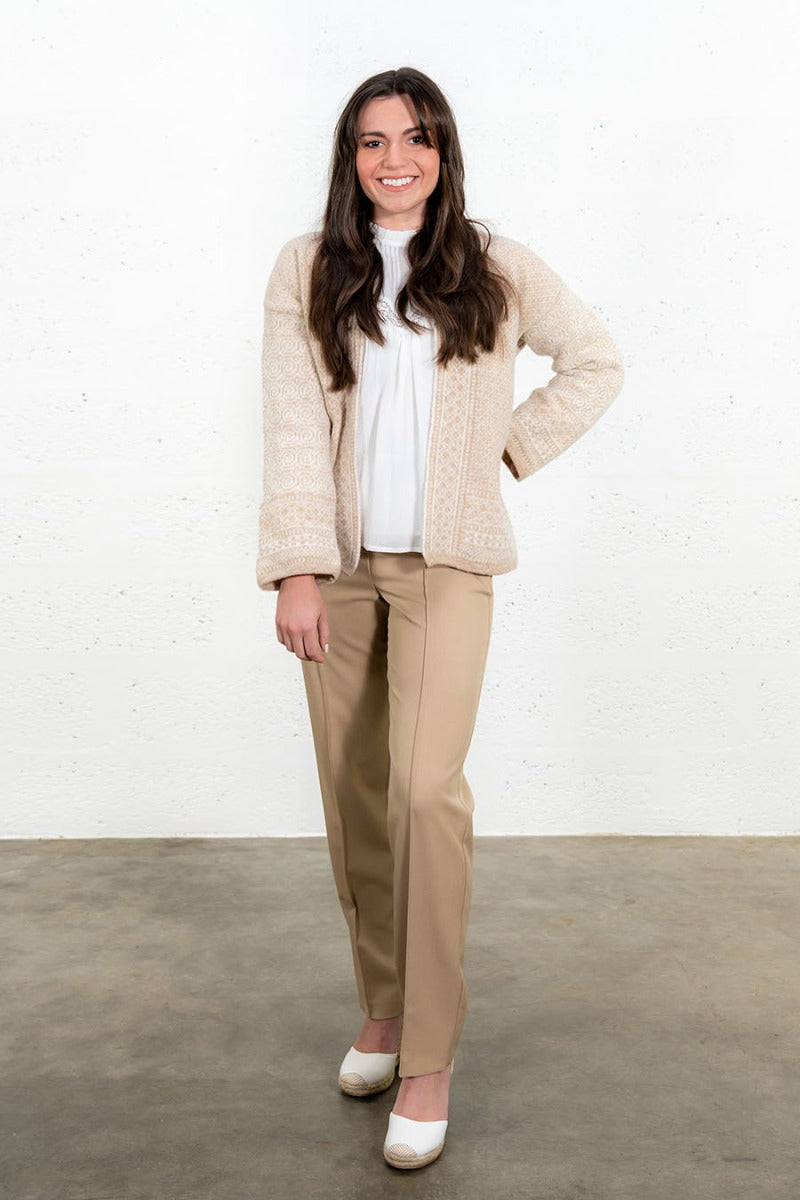 womens fair isle kimono cardigan towie beige