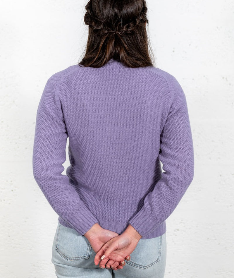 ladies lilac moss stitch lambs wool jumper sweater fine geelong 